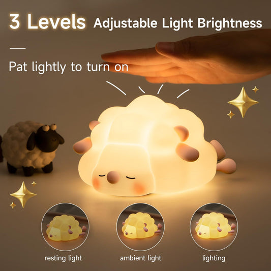 Cute Sheep Night Light Cartoon Silicone Bedroom Lamp For Children's Room